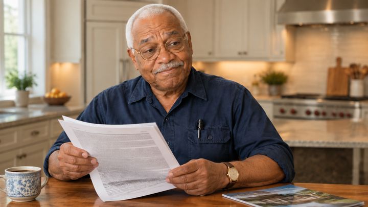 Clarence reading the fine print of a warranty contract